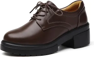 Platform Oxfords for Women Chunky Oxford Heels Women's Pumps Lace Up Shoes Office Work Ladies Casual Business Dress Shoes