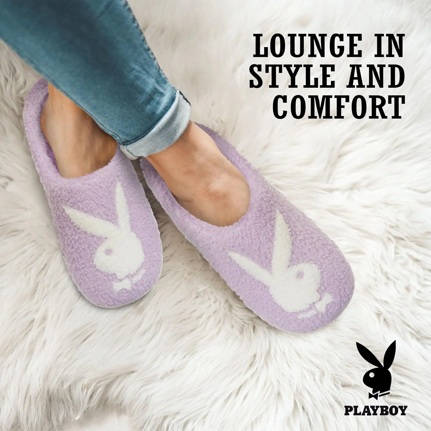 Playboy Womens Slippers Gifts for Women Extra Cozy Fuzzy House Slippers Slip On