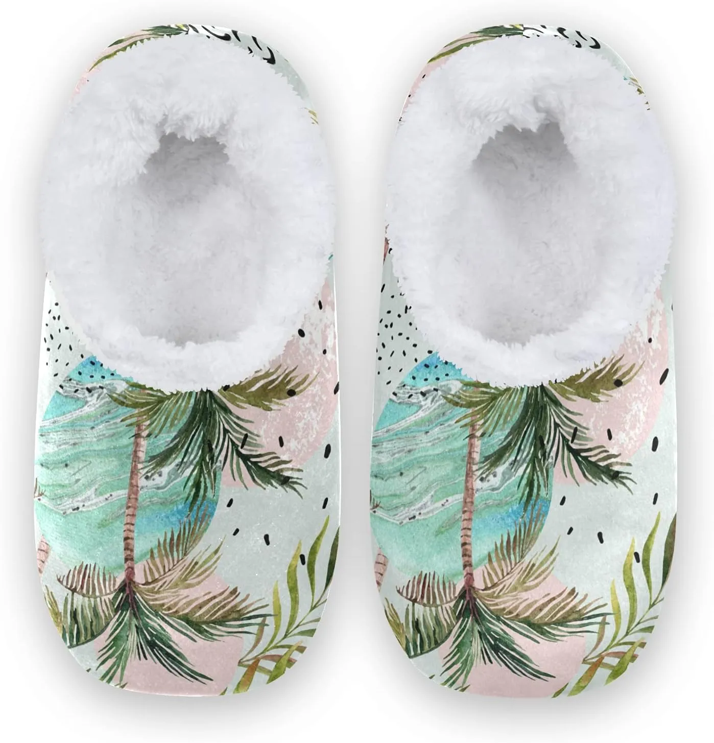 Poeticcity Unisex Fuzzy House Slippers, Warm Fur Lining Shoes, Non-Slip Memory Foam Slippers M-XXL