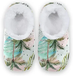Poeticcity Unisex Fuzzy House Slippers, Warm Fur Lining Shoes, Non-Slip Memory Foam Slippers M-XXL