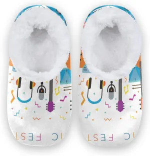 Poeticcity Unisex Fuzzy House Slippers, Warm Fur Lining Shoes, Non-Slip Memory Foam Slippers M-XXL