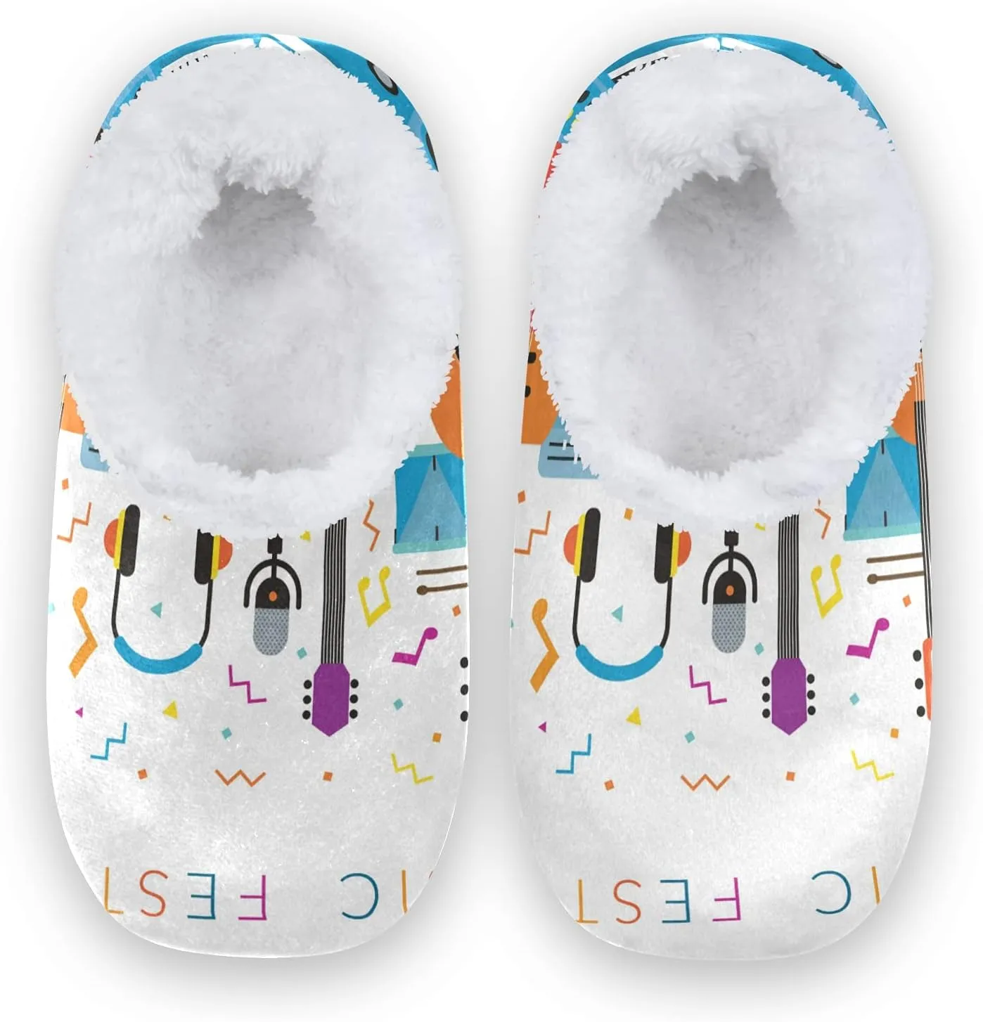 Poeticcity Unisex Fuzzy House Slippers, Warm Fur Lining Shoes, Non-Slip Memory Foam Slippers M-XXL