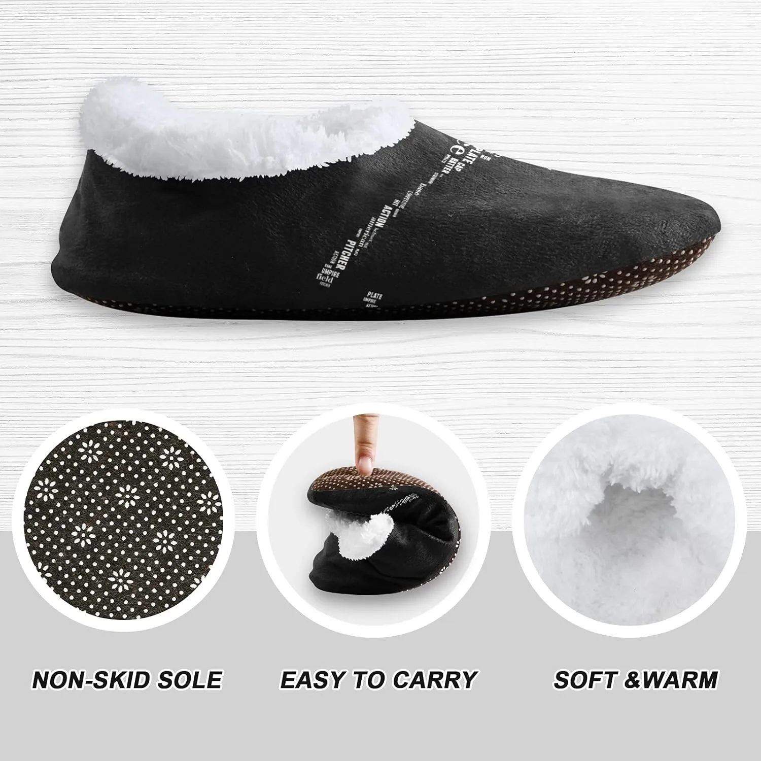 Poeticcity Unisex Fuzzy House Slippers, Warm Fur Lining Shoes, Non-Slip Memory Foam Slippers M-XXL