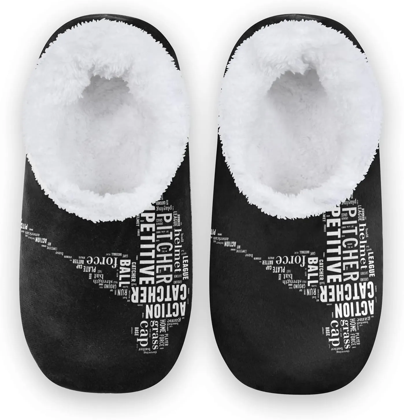 Poeticcity Unisex Fuzzy House Slippers, Warm Fur Lining Shoes, Non-Slip Memory Foam Slippers M-XXL