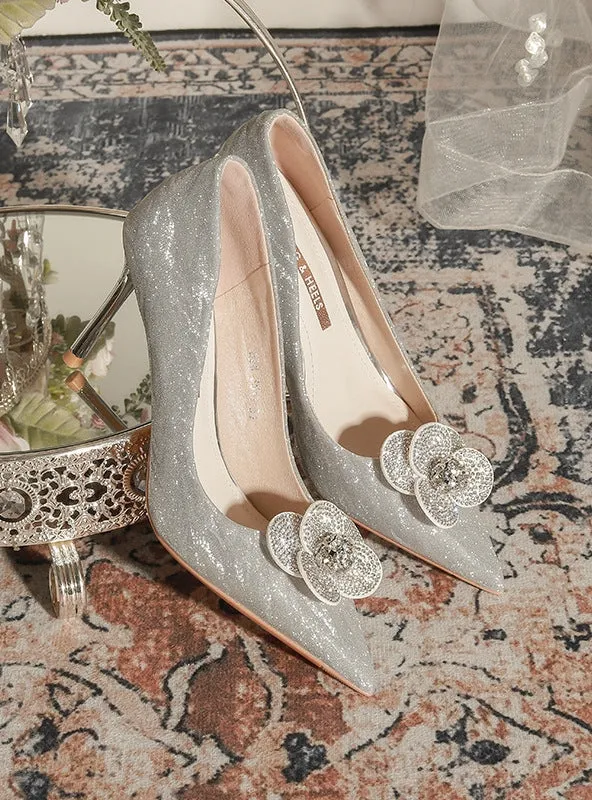 Pointed Crystal High-heeled Shoes