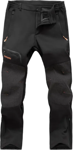 Postropaky Mens Hiking Snow Ski Pants Waterproof Outdoor Insulated Softshell Pants Snowboard Zipper Bottom Leg