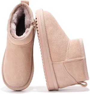 Project Cloud Genuine Leather Girls Boots – Lightweight & Cozy Fur Ankle Boots with Memory Foam – Non Slip Kids Boots for Girls, Perfect for Fall and Everyday Wear