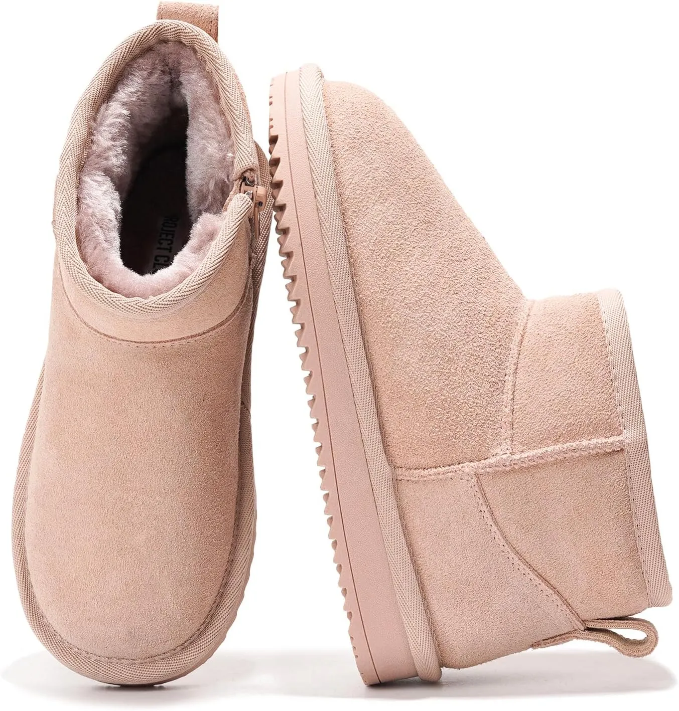 Project Cloud Genuine Leather Girls Boots – Lightweight & Cozy Fur Ankle Boots with Memory Foam – Non Slip Kids Boots for Girls, Perfect for Fall and Everyday Wear
