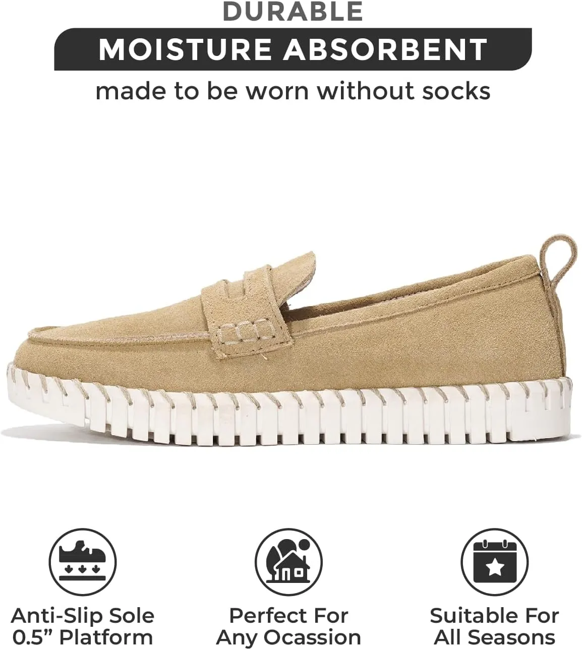 Project Cloud Genuine Leather Loafers for Women – Women's Fashion Sneakers for 2025, Non-Slip Work Shoes with Memory Foam Insole – Lightweight & Flexible Womens Loafers (Filide)