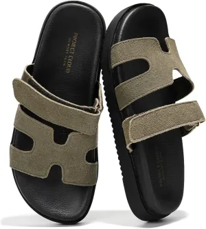 Project Cloud Genuine Leather Womens Sandals - Stylish & Comfy Sandals for Women Footwear with Memory Foam Insole - Slip-Resistant Slides for Women (Mayven)