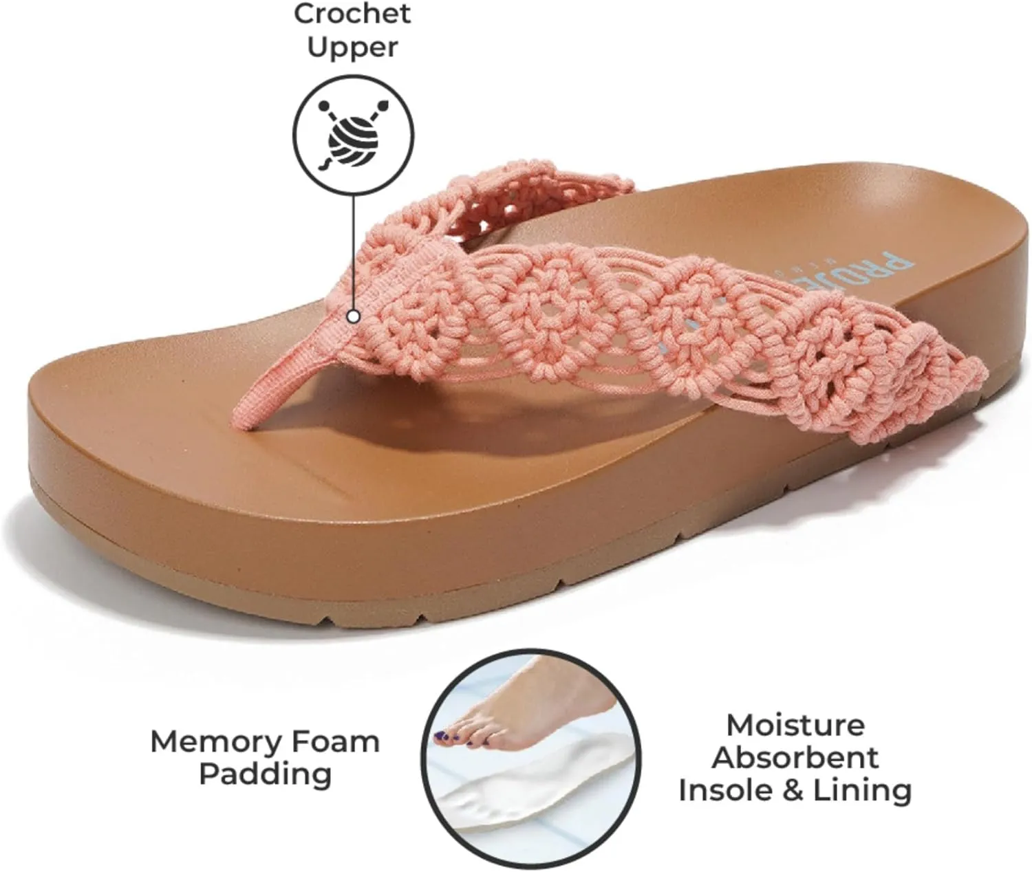 Project Cloud Slide Sandals Women Footwear with Memory Foam Insole - Lightweight Two-strap and Crochet Strap Non-Slip Platform Slides - Summer Sandals for Women 2025