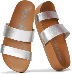 Project Cloud Slide Sandals Women Footwear with Memory Foam Insole - Lightweight Two-strap and Crochet Strap Non-Slip Platform Slides - Summer Sandals for Women 2025