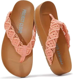 Project Cloud Slide Sandals Women Footwear with Memory Foam Insole - Lightweight Two-strap and Crochet Strap Non-Slip Platform Slides - Summer Sandals for Women 2025