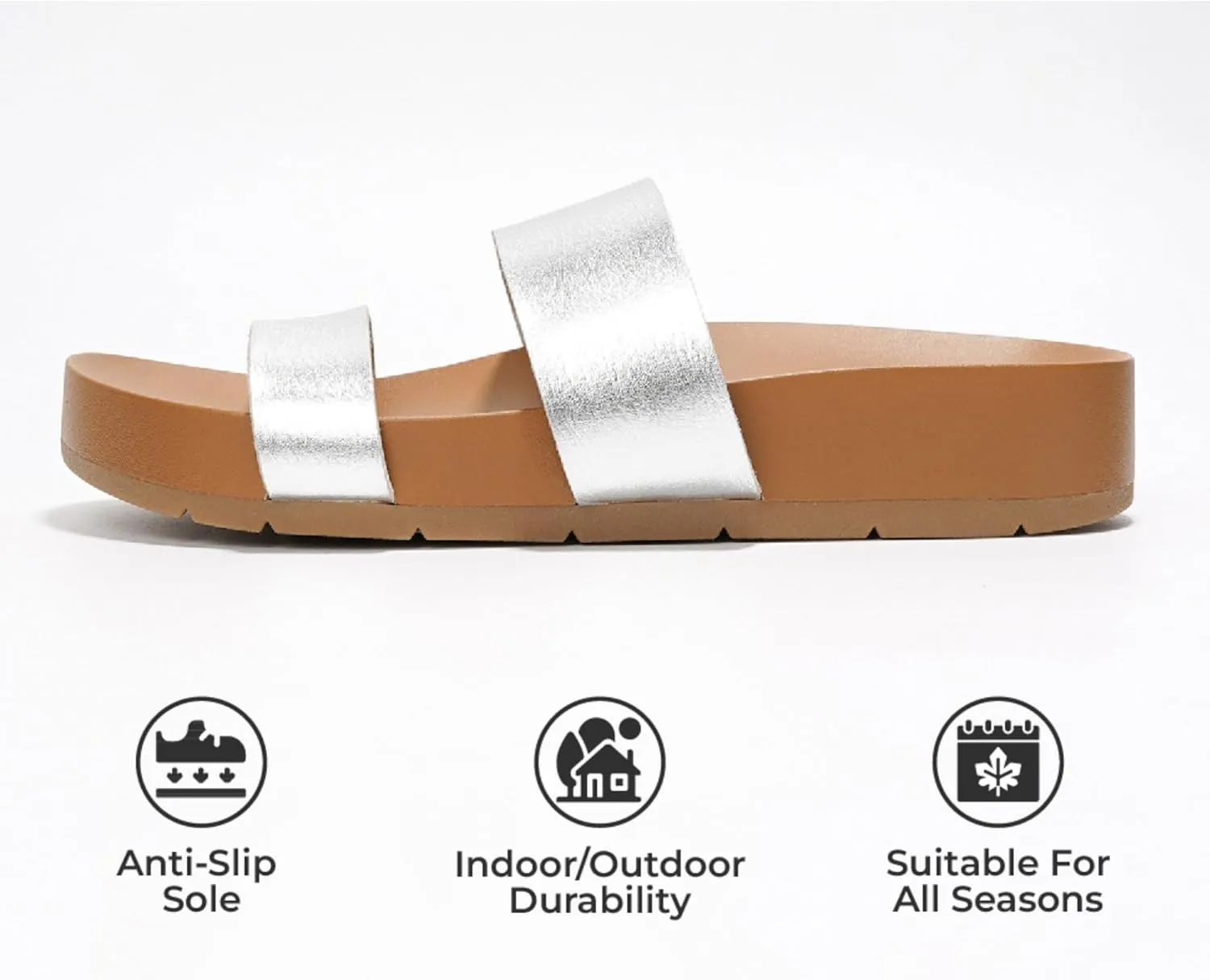Project Cloud Slide Sandals Women Footwear with Memory Foam Insole - Lightweight Two-strap and Crochet Strap Non-Slip Platform Slides - Summer Sandals for Women 2025