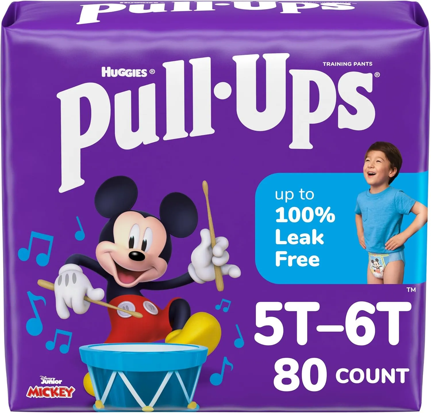Pull-Ups Boys' Potty Training Pants, 5T-6T (46  lbs), 80 Count (2 Packs of 40)