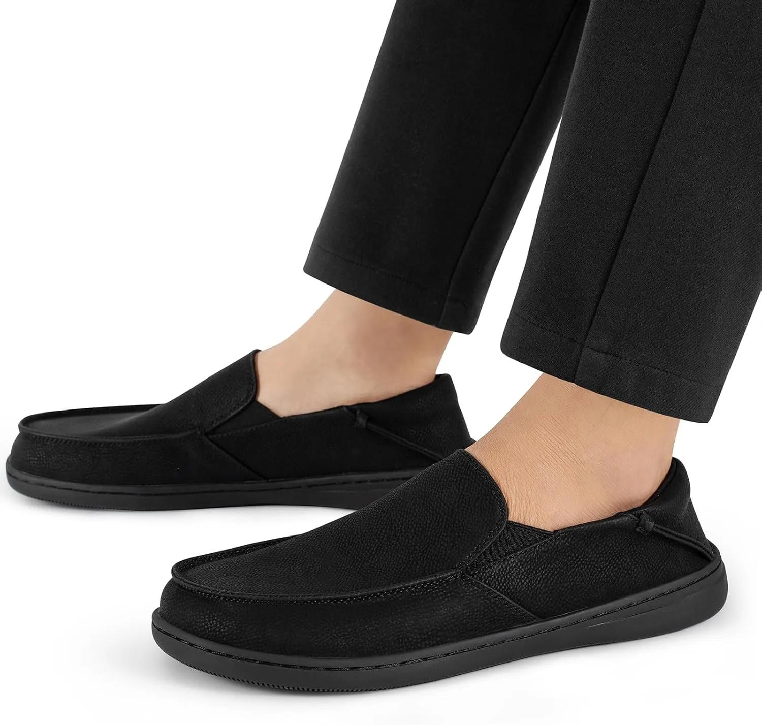Pulltop Men's Barefoot Wide Toe Box Shoes - Zero Drop Leather Slip On Dress Shoes Non Slip Walking Shoes for Men
