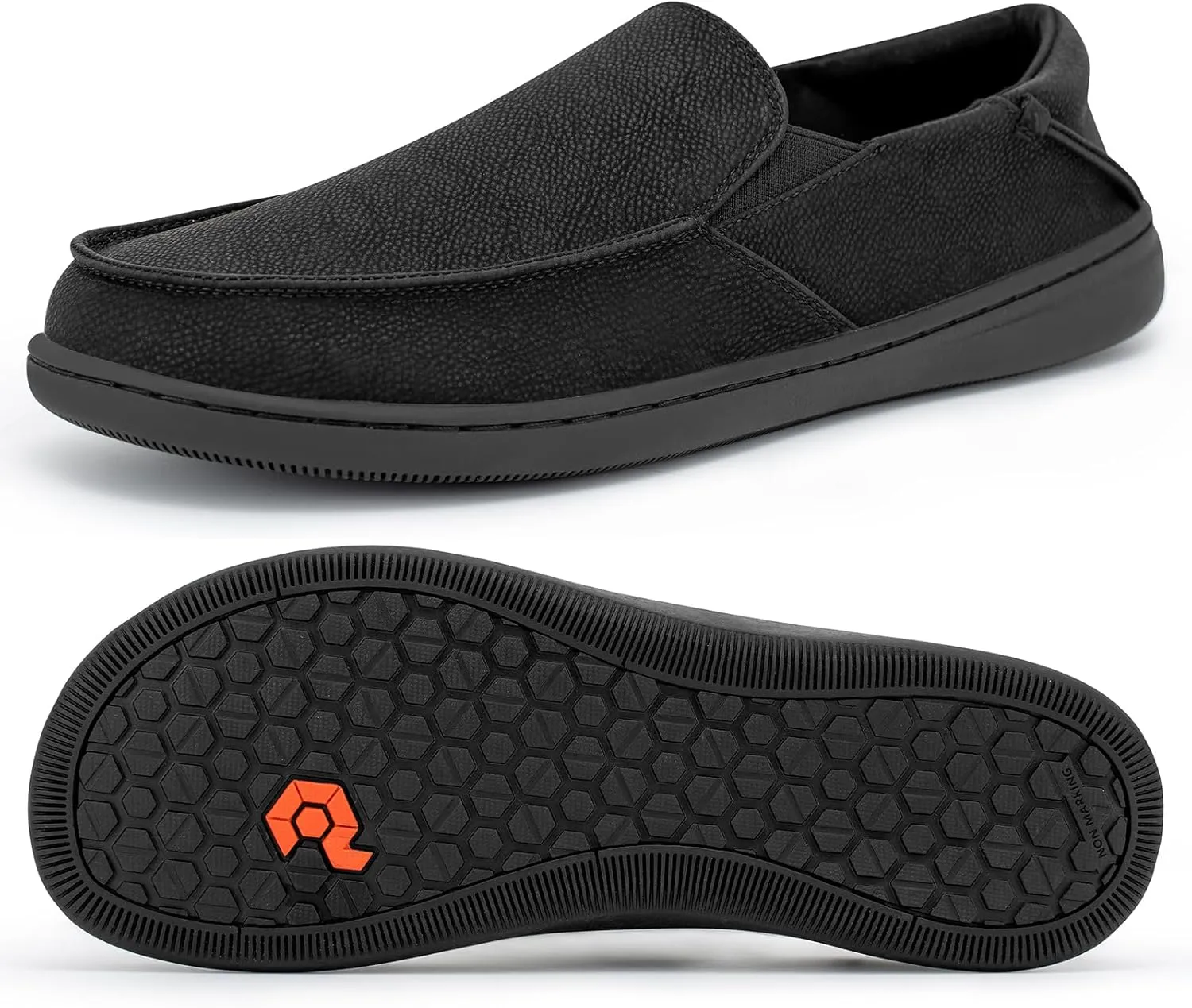 Pulltop Men's Barefoot Wide Toe Box Shoes - Zero Drop Leather Slip On Dress Shoes Non Slip Walking Shoes for Men