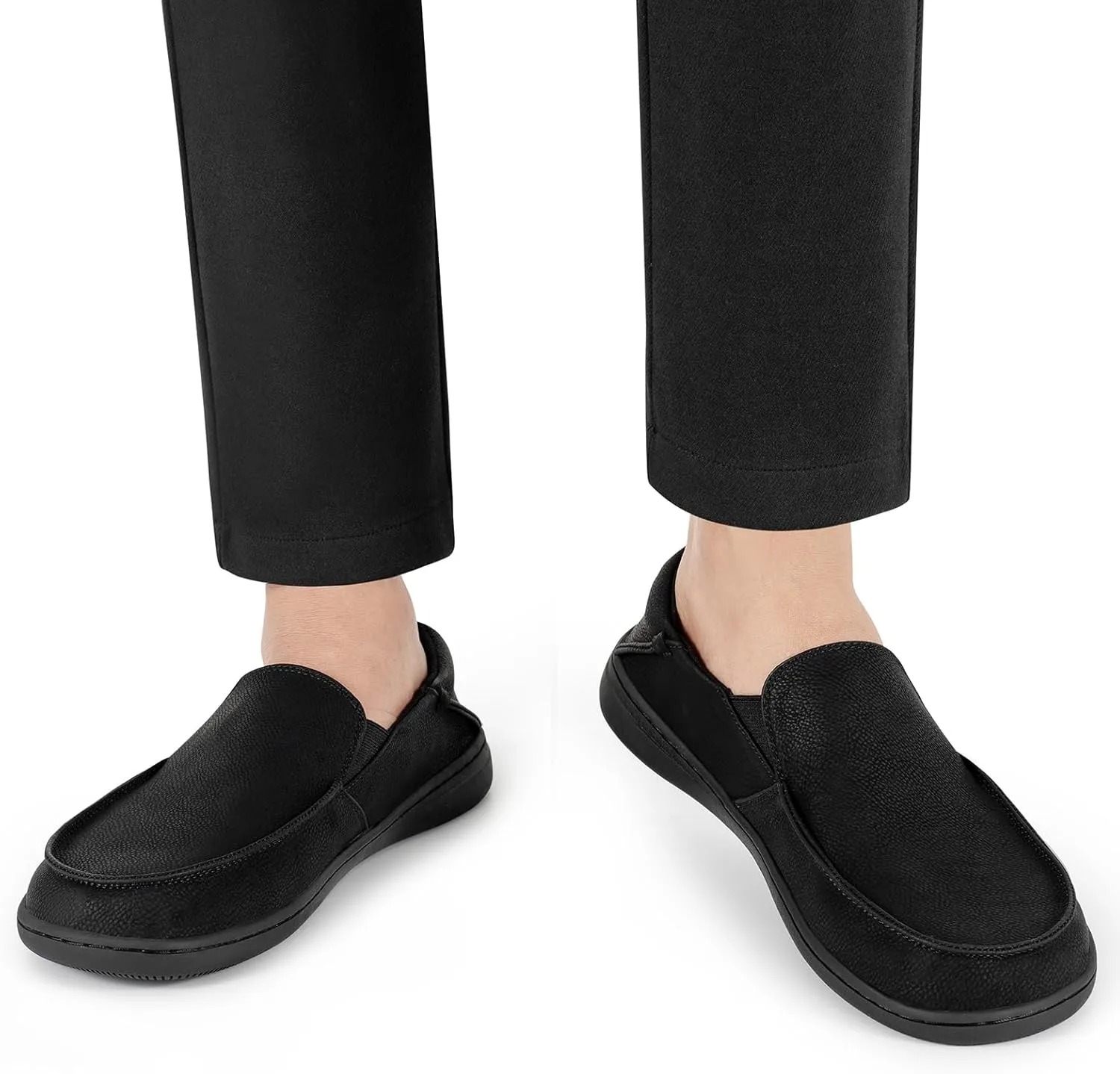 Pulltop Men's Barefoot Wide Toe Box Shoes - Zero Drop Leather Slip On Dress Shoes Non Slip Walking Shoes for Men