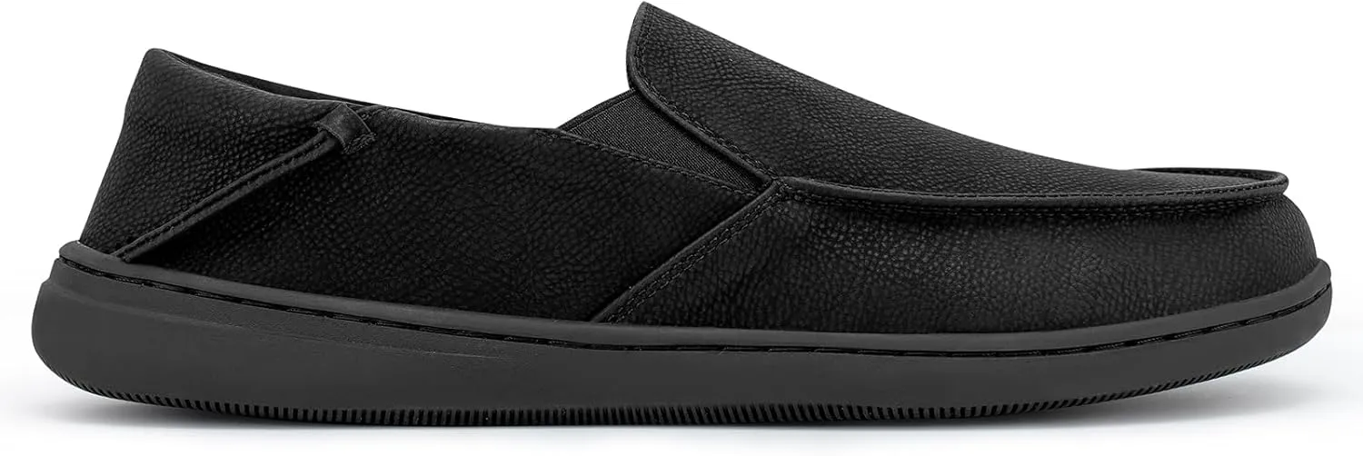 Pulltop Men's Barefoot Wide Toe Box Shoes - Zero Drop Leather Slip On Dress Shoes Non Slip Walking Shoes for Men