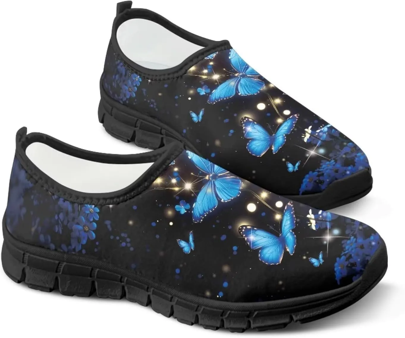 Pxjivorg Women's Art Pattern Slip-On Sneakers Casual Low-Top Flat Dress Shoes Soft Shoes Ladies Non-Slip Workout Holiday Shoes US Size 5.5-11.5