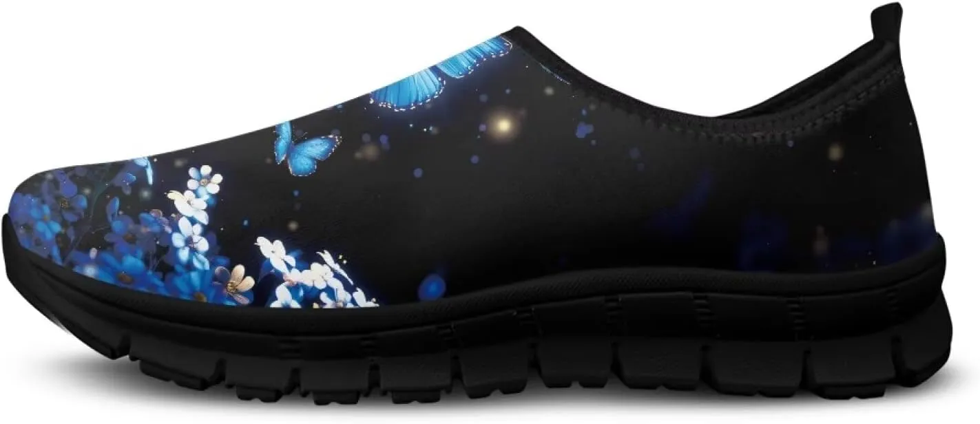 Pxjivorg Women's Art Pattern Slip-On Sneakers Casual Low-Top Flat Dress Shoes Soft Shoes Ladies Non-Slip Workout Holiday Shoes US Size 5.5-11.5