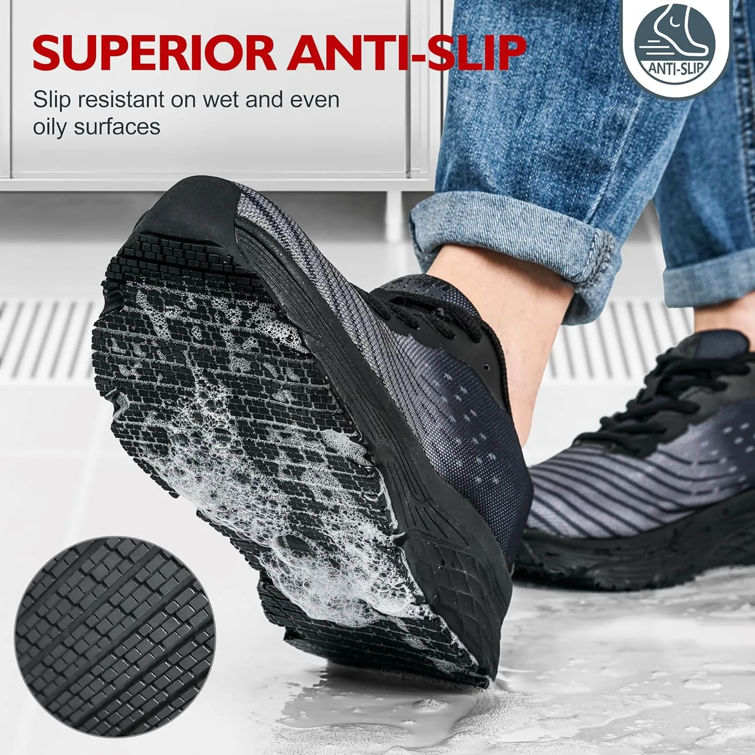 R CORD Non Slip Work Shoes Women Food Service Comfortable Water Resistant Womens Sneakers Slip Resistant Work Shoes Women