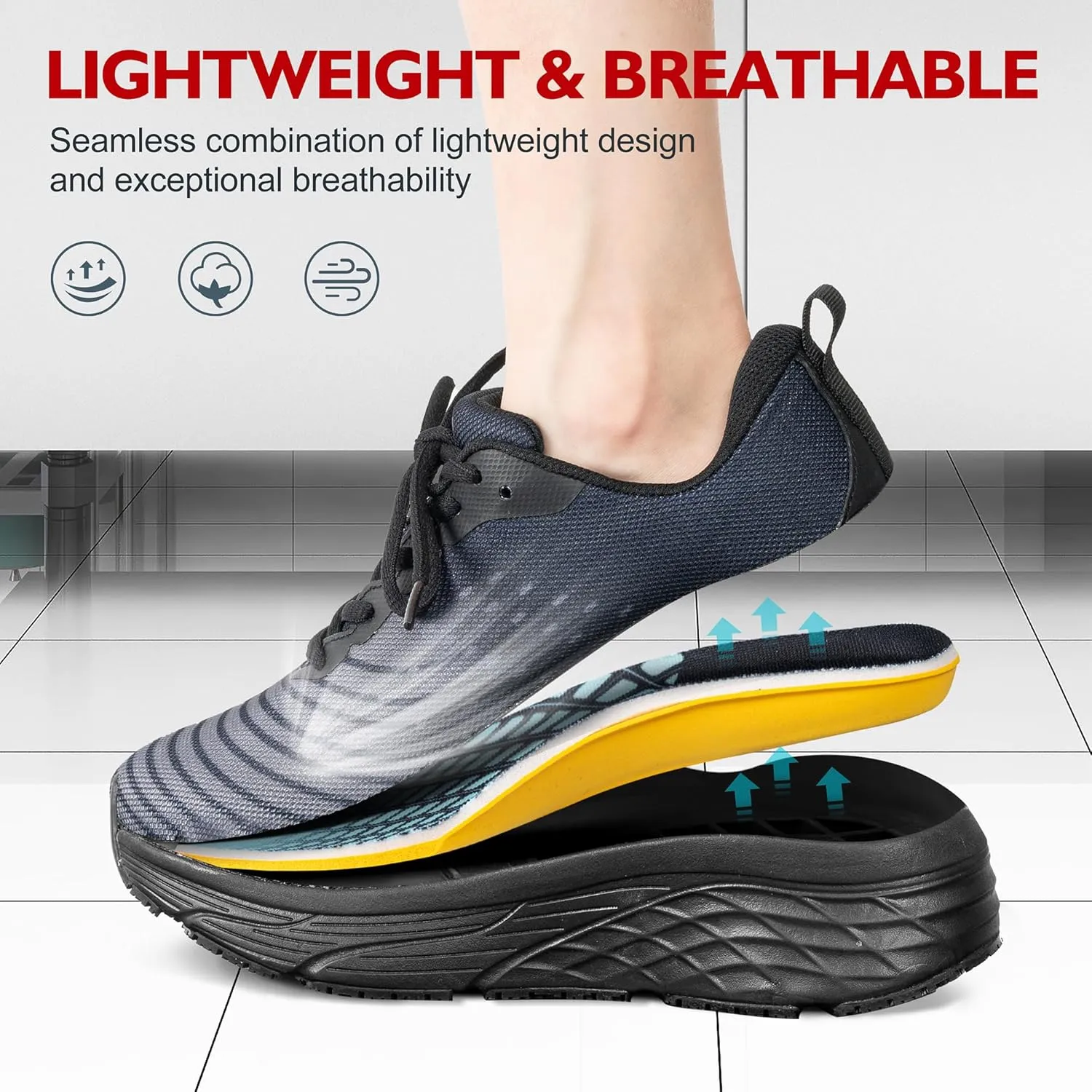 R CORD Non Slip Work Shoes Women Food Service Comfortable Water Resistant Womens Sneakers Slip Resistant Work Shoes Women