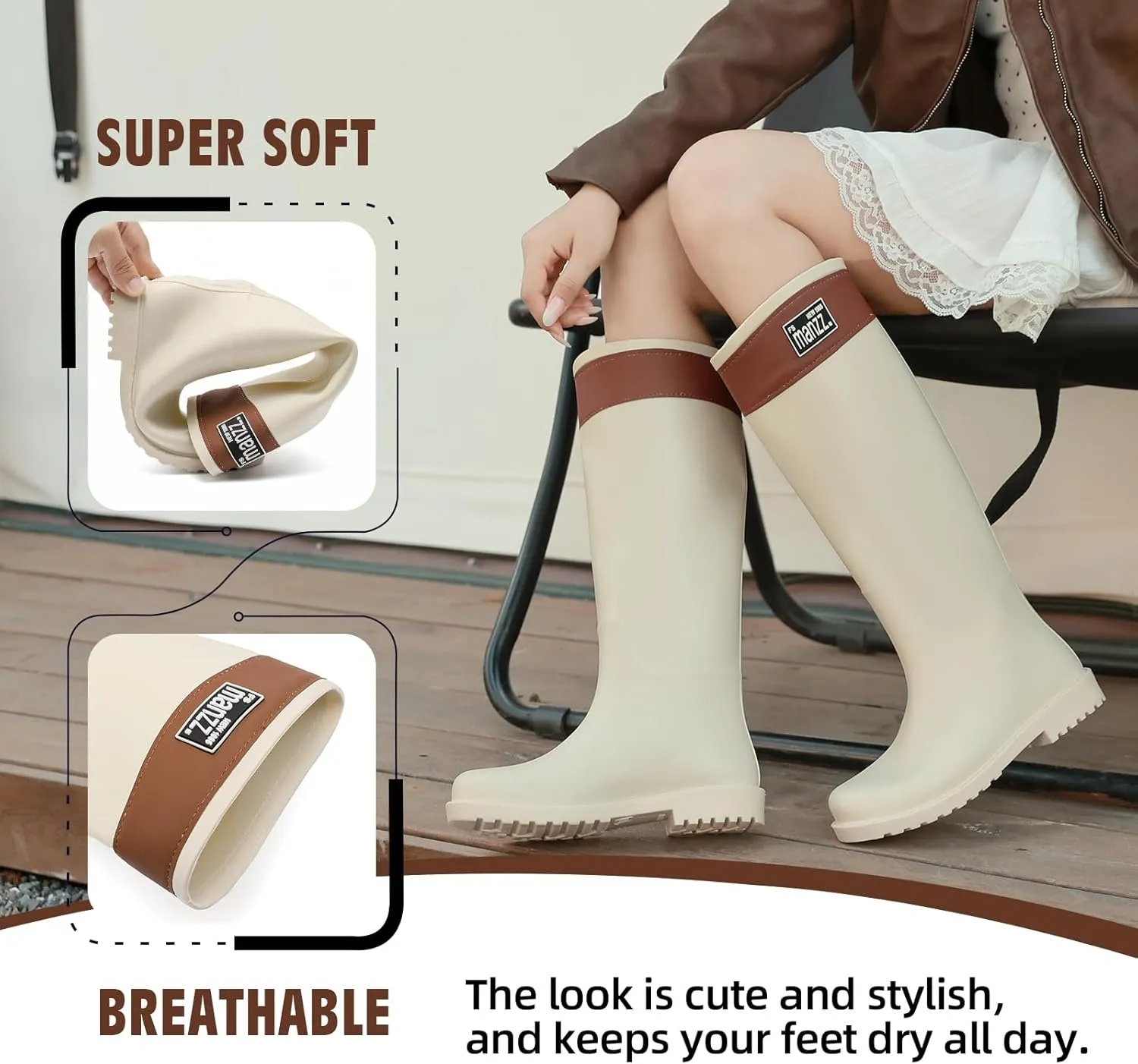Rain Boots for Women, Anti-Slip Rubber Boots Waterproof Garden Boots Durable Slip Resistant Muck Boots,Tall Water Women Boots Comfort Fishing Boots Knee High Work Boots for Outdoor