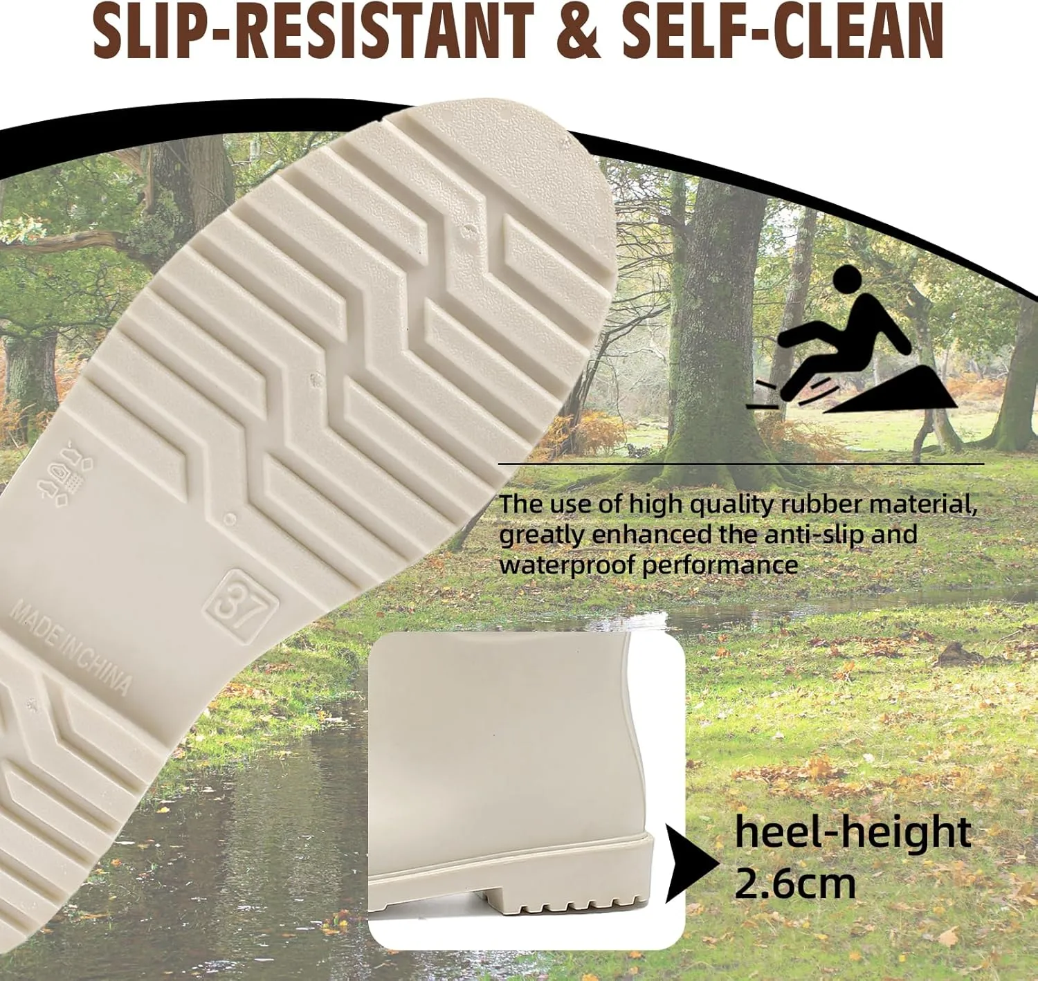 Rain Boots for Women, Anti-Slip Rubber Boots Waterproof Garden Boots Durable Slip Resistant Muck Boots,Tall Water Women Boots Comfort Fishing Boots Knee High Work Boots for Outdoor