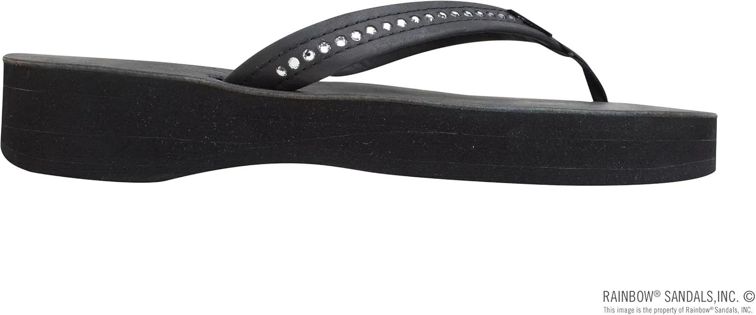 Rainbow Sandals Women's Four Layer Leather Wedge - 3/4" Strap w/Swarovski® Crystals