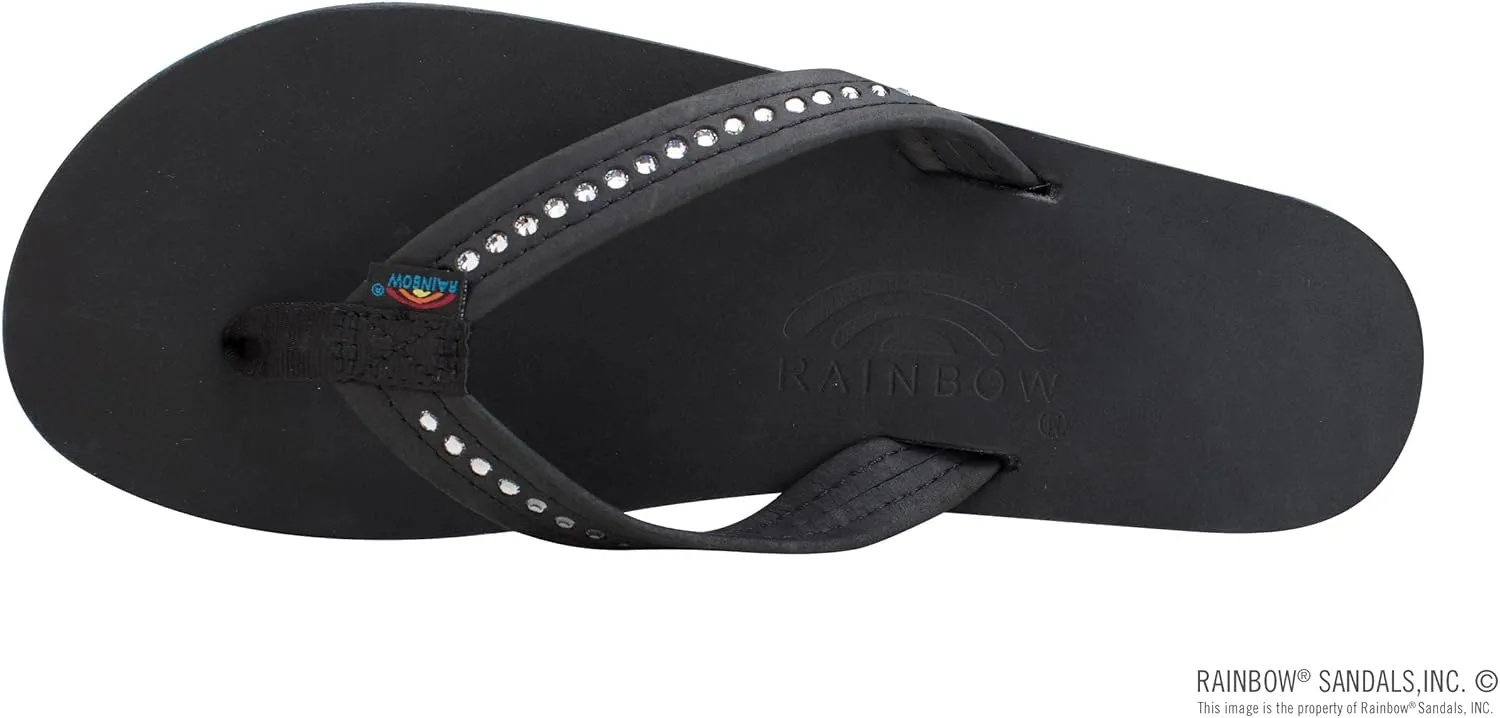 Rainbow Sandals Women's Four Layer Leather Wedge - 3/4" Strap w/Swarovski® Crystals