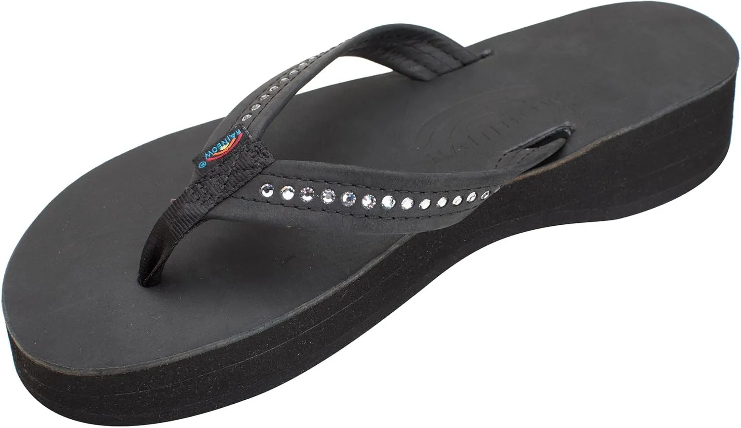 Rainbow Sandals Women's Four Layer Leather Wedge - 3/4" Strap w/Swarovski® Crystals