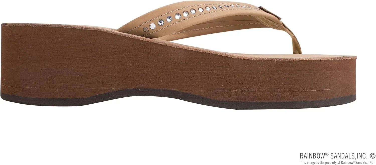 Rainbow Sandals Women's Six Layer Leather Wedge - 3/4" Strap w/Swarovski® Crystals