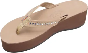 Rainbow Sandals Women's Six Layer Leather Wedge - 3/4" Strap w/Swarovski® Crystals