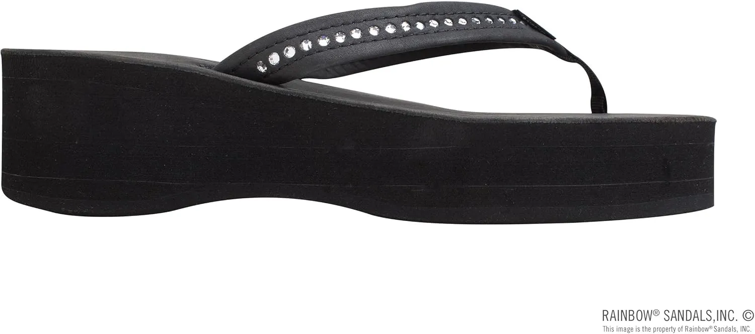 Rainbow Sandals Women's Six Layer Leather Wedge - 3/4" Strap w/Swarovski® Crystals