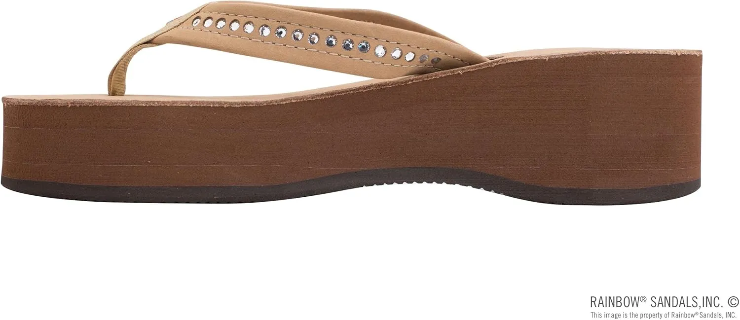Rainbow Sandals Women's Six Layer Leather Wedge - 3/4" Strap w/Swarovski® Crystals
