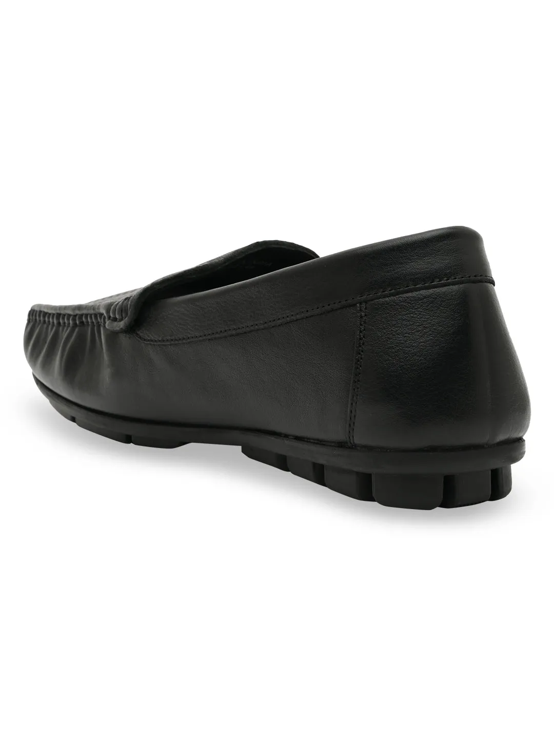 Regal Black Men Textured Casual Driving Loafers