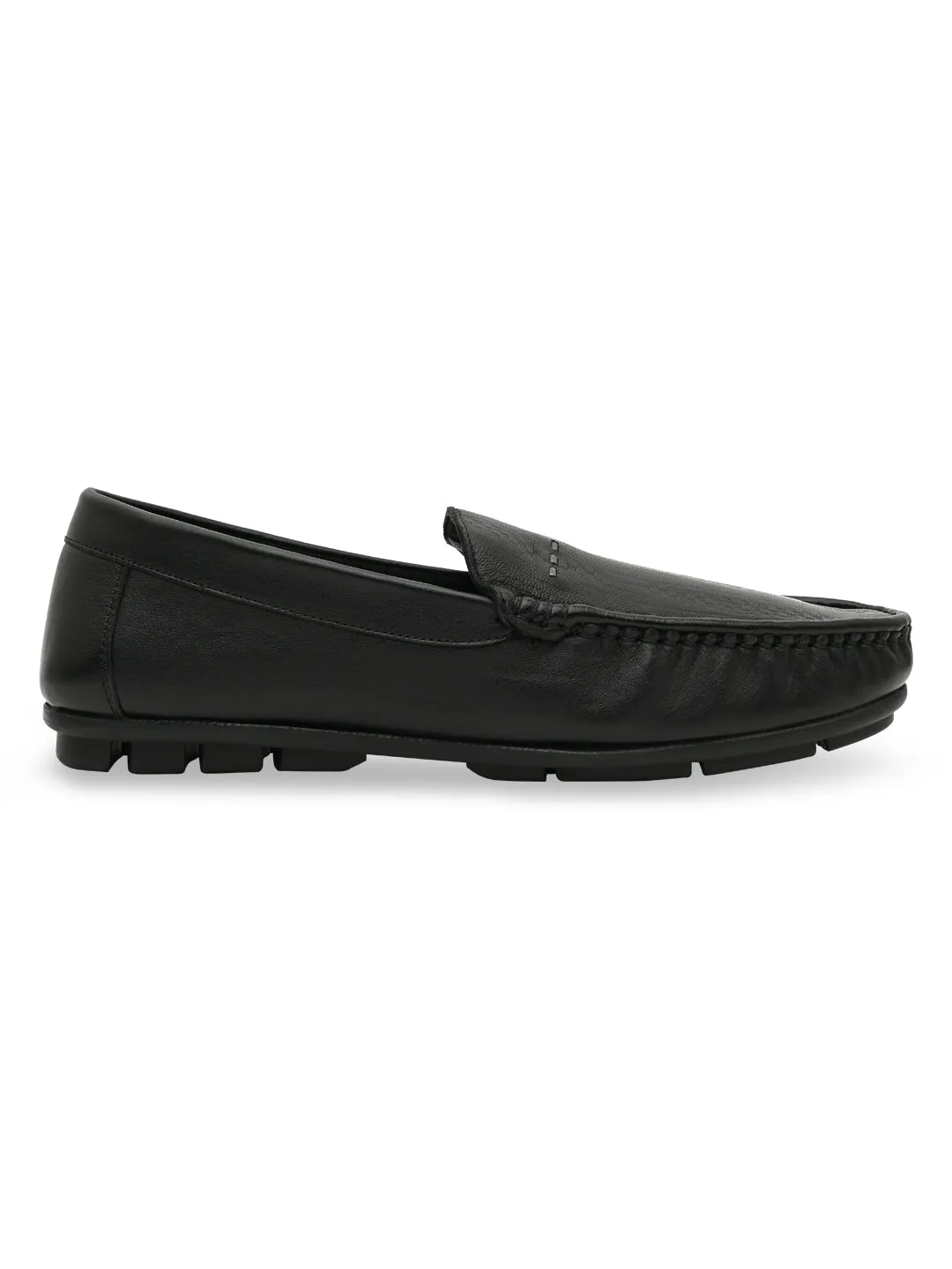 Regal Black Men Textured Casual Driving Loafers