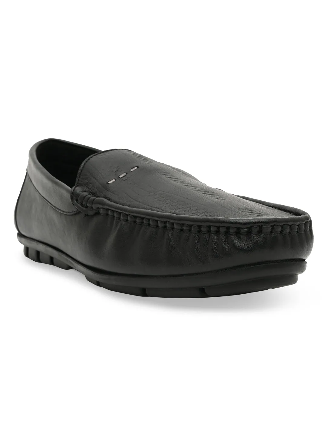 Regal Black Men Textured Casual Driving Loafers