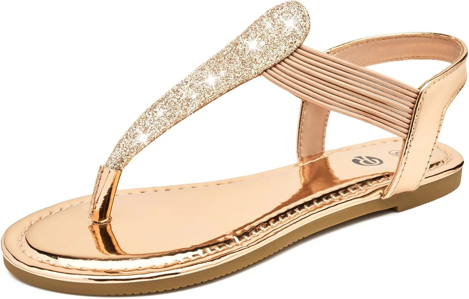 Rekayla Flat Sandals - Sparkling Elastic Strappy Thong Ankle Strap Sandals for Women