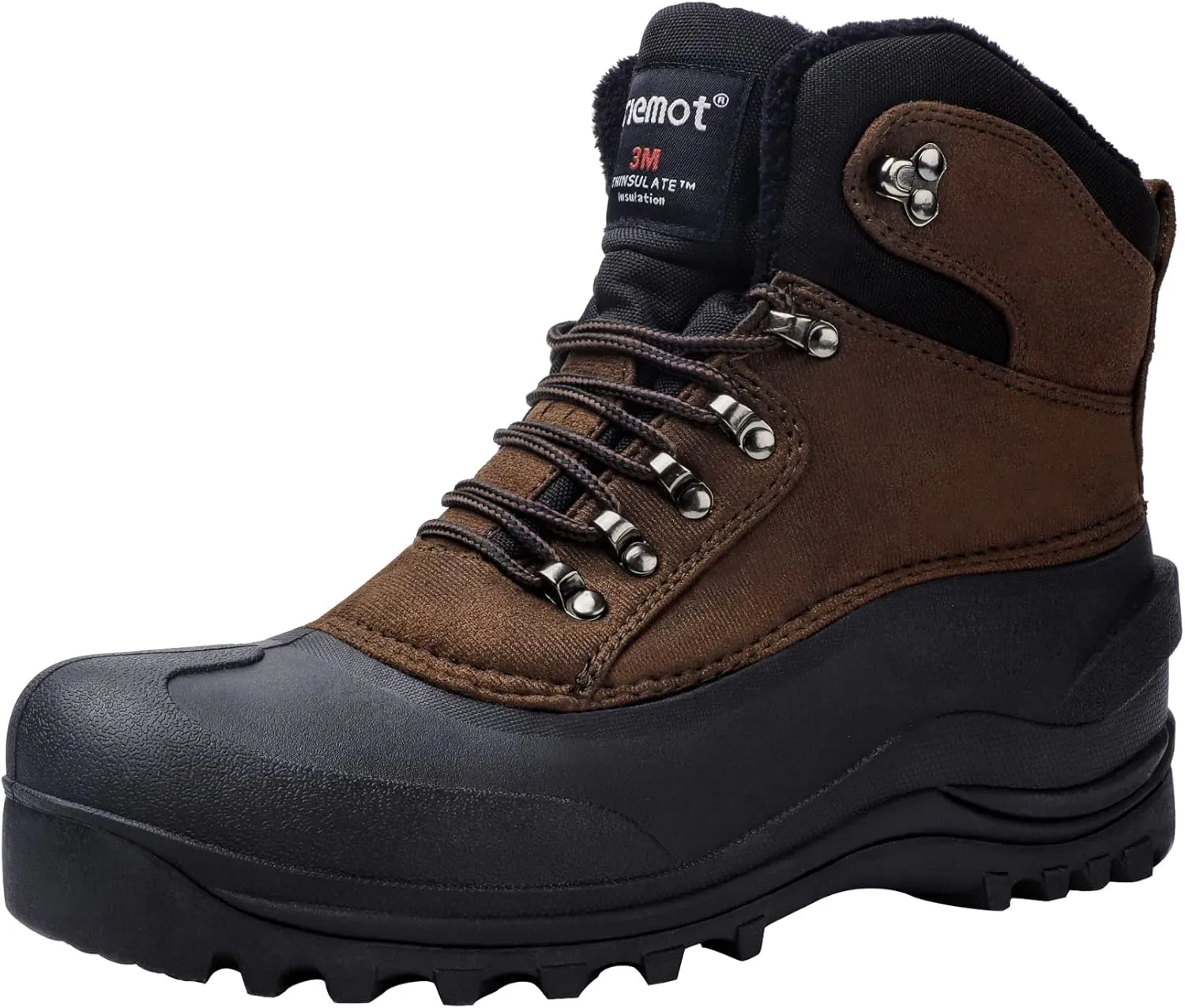 riemot Women's Men's Winter Boots Waterproof Snow Boots Insulated Furry Walking Mucker Yard Boots Warm Anti-Slip Ankle Hiking Skiing Boots Black Brown Grey Purple