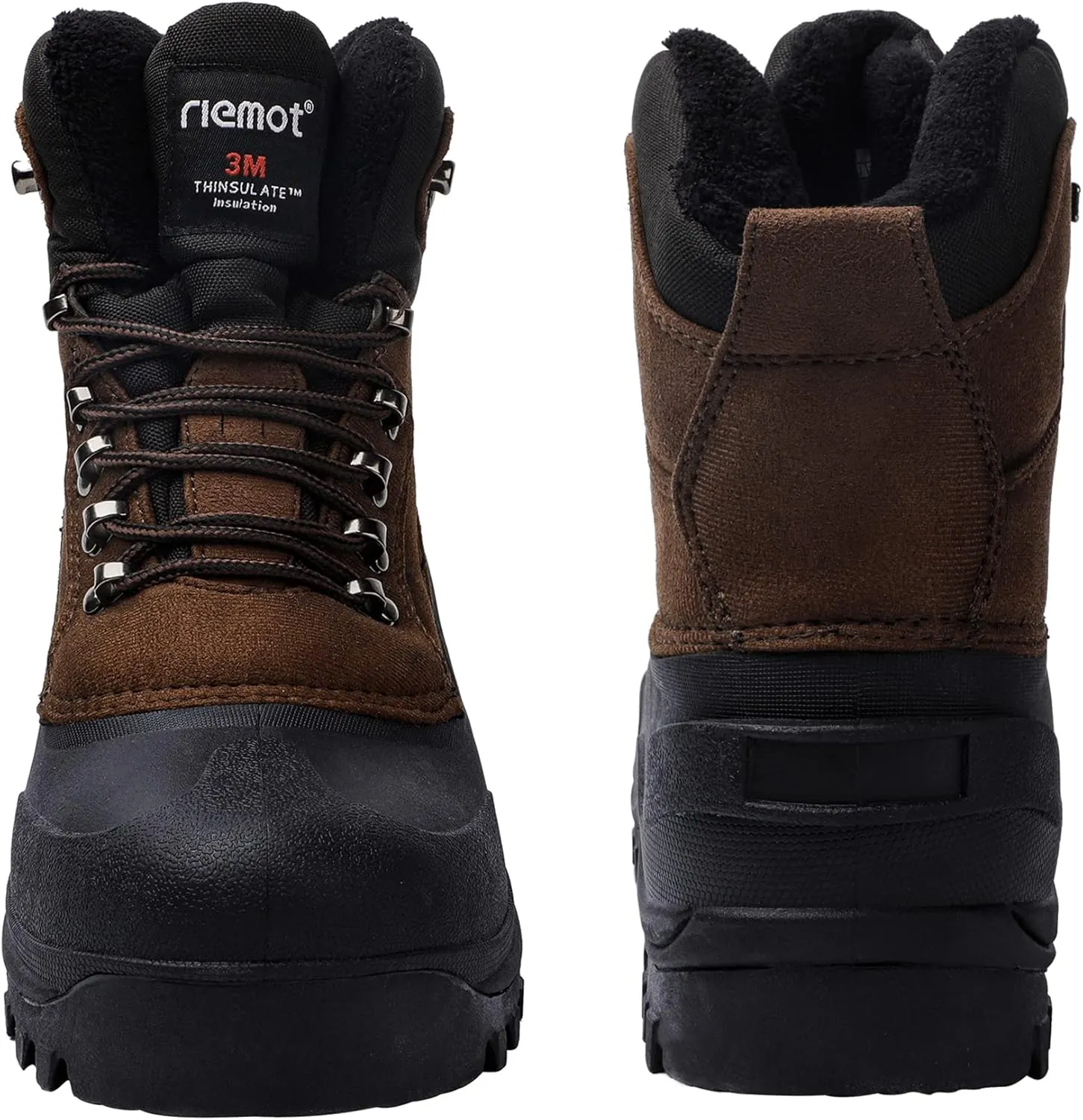 riemot Women's Men's Winter Boots Waterproof Snow Boots Insulated Furry Walking Mucker Yard Boots Warm Anti-Slip Ankle Hiking Skiing Boots Black Brown Grey Purple