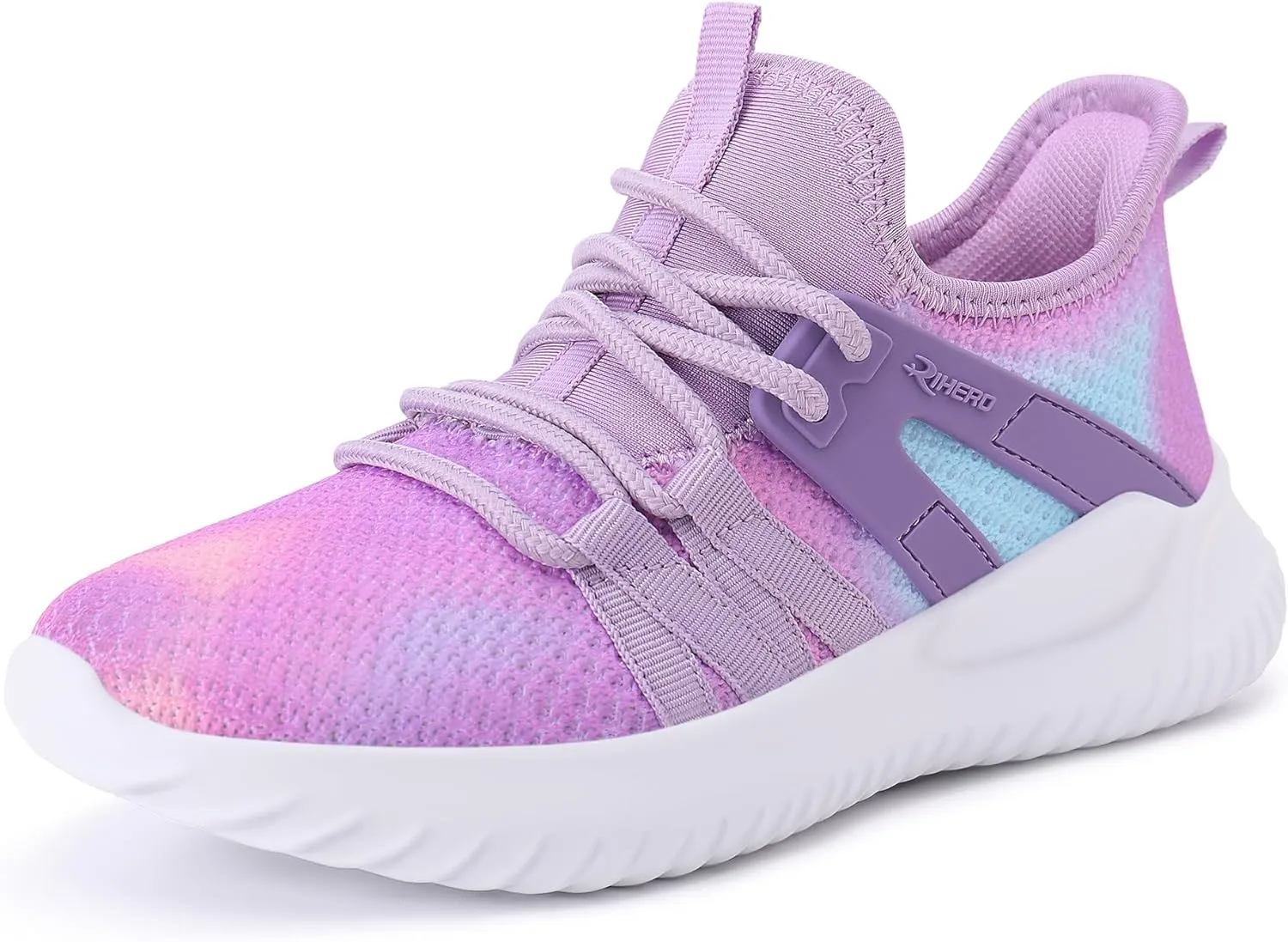 Rihero Girls Tennis Shoes Kids Running Shoes Toddler Lace-Up Lightweight Walking Slip On Sneakers