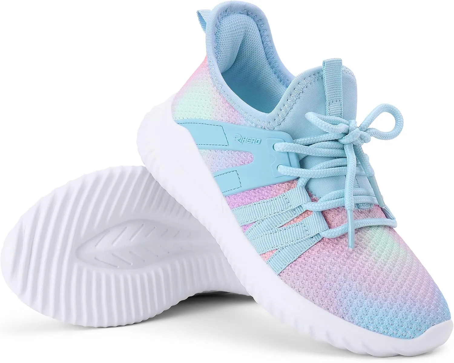 Rihero Girls Tennis Shoes Kids Running Shoes Toddler Lace-Up Lightweight Walking Slip On Sneakers