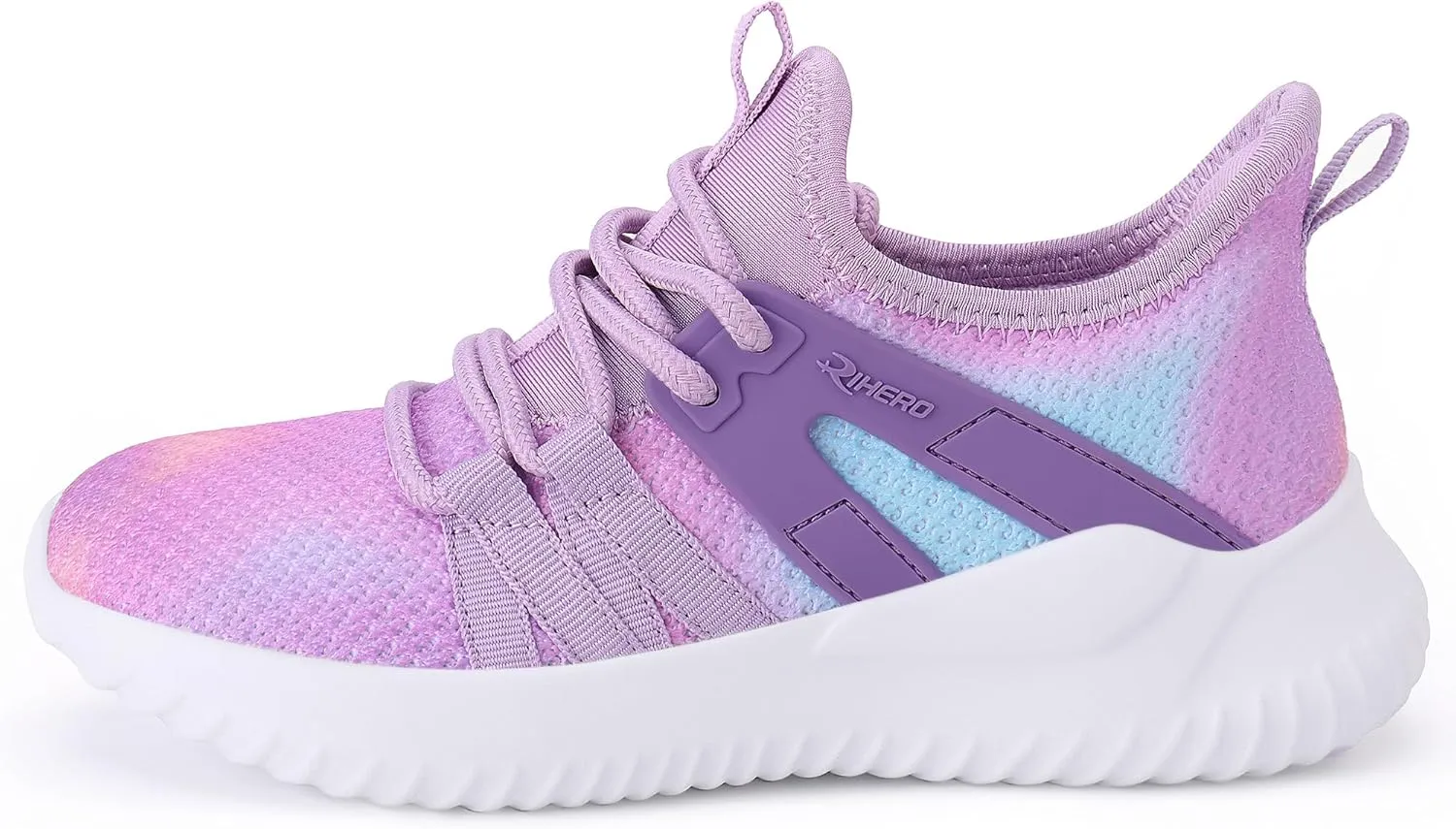 Rihero Girls Tennis Shoes Kids Running Shoes Toddler Lace-Up Lightweight Walking Slip On Sneakers