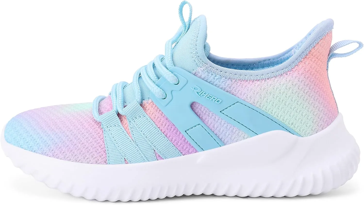 Rihero Girls Tennis Shoes Kids Running Shoes Toddler Lace-Up Lightweight Walking Slip On Sneakers