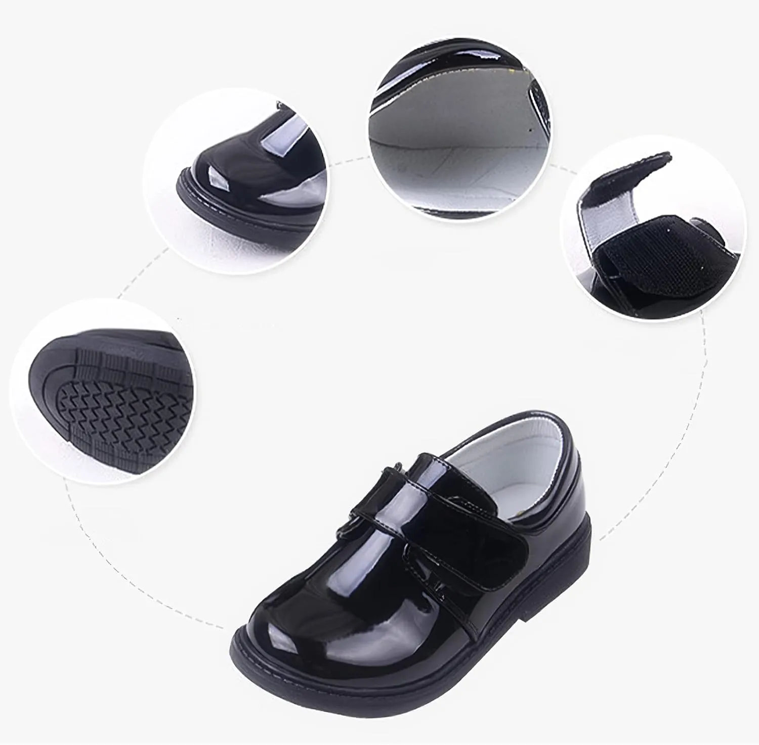 rismart Boys' Hook - Loop Formal Prince Round Toe Oxfords Dress Shoes