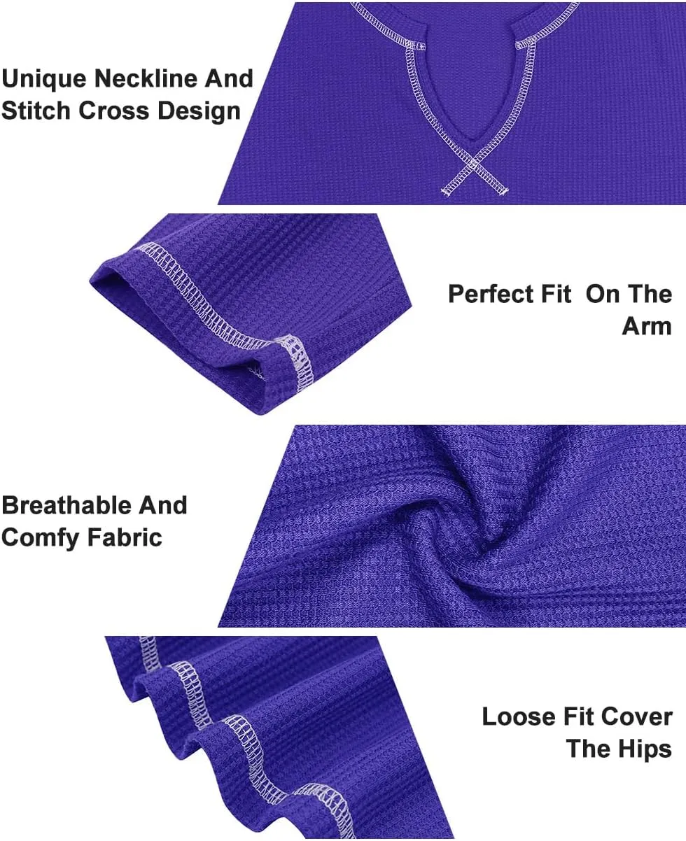 RITERA Plus Size Tops for Women Long Sleeve Waffle Knit Shirts Casual Oversized V Neck Basic Solid Sweatshirts XL-5XL
