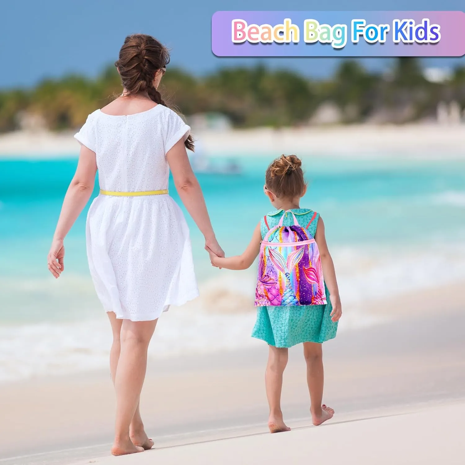 RLGPBON Drawstring Backpack for Kids Girls and Boy,Girls Gym Dance Bag,Sports Gym Bag for Girls Kids Waterproof Swimming Beach Sackpack
