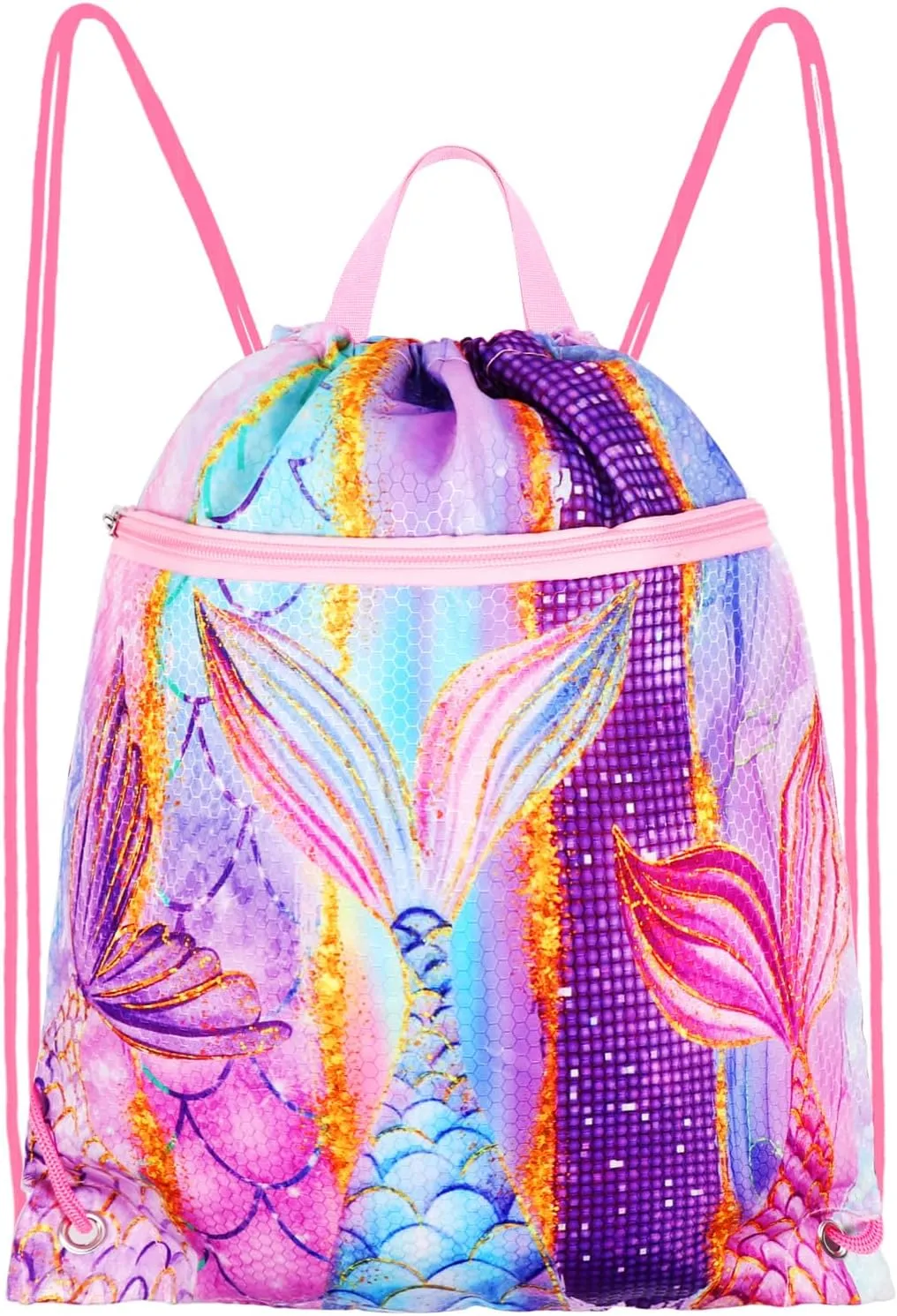 RLGPBON Drawstring Backpack for Kids Girls and Boy,Girls Gym Dance Bag,Sports Gym Bag for Girls Kids Waterproof Swimming Beach Sackpack